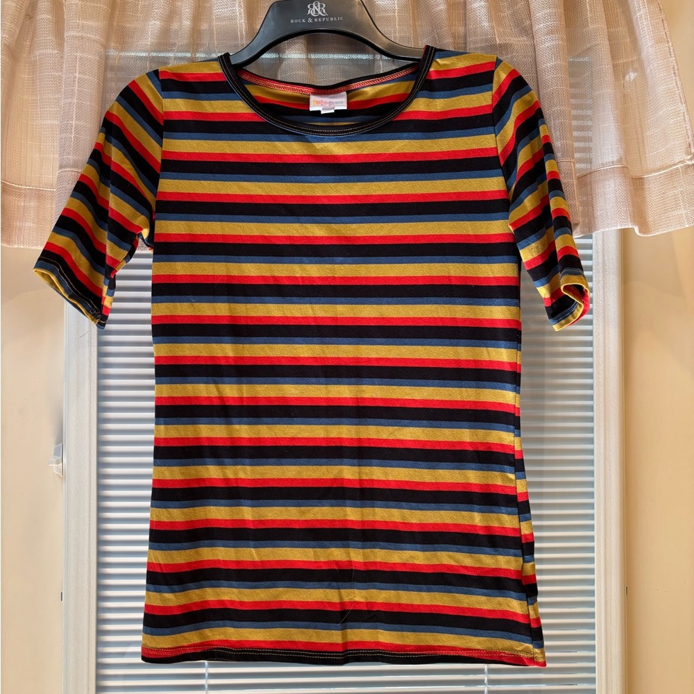 LuLaRoe Red and Yellow Short Sleeve Tee
